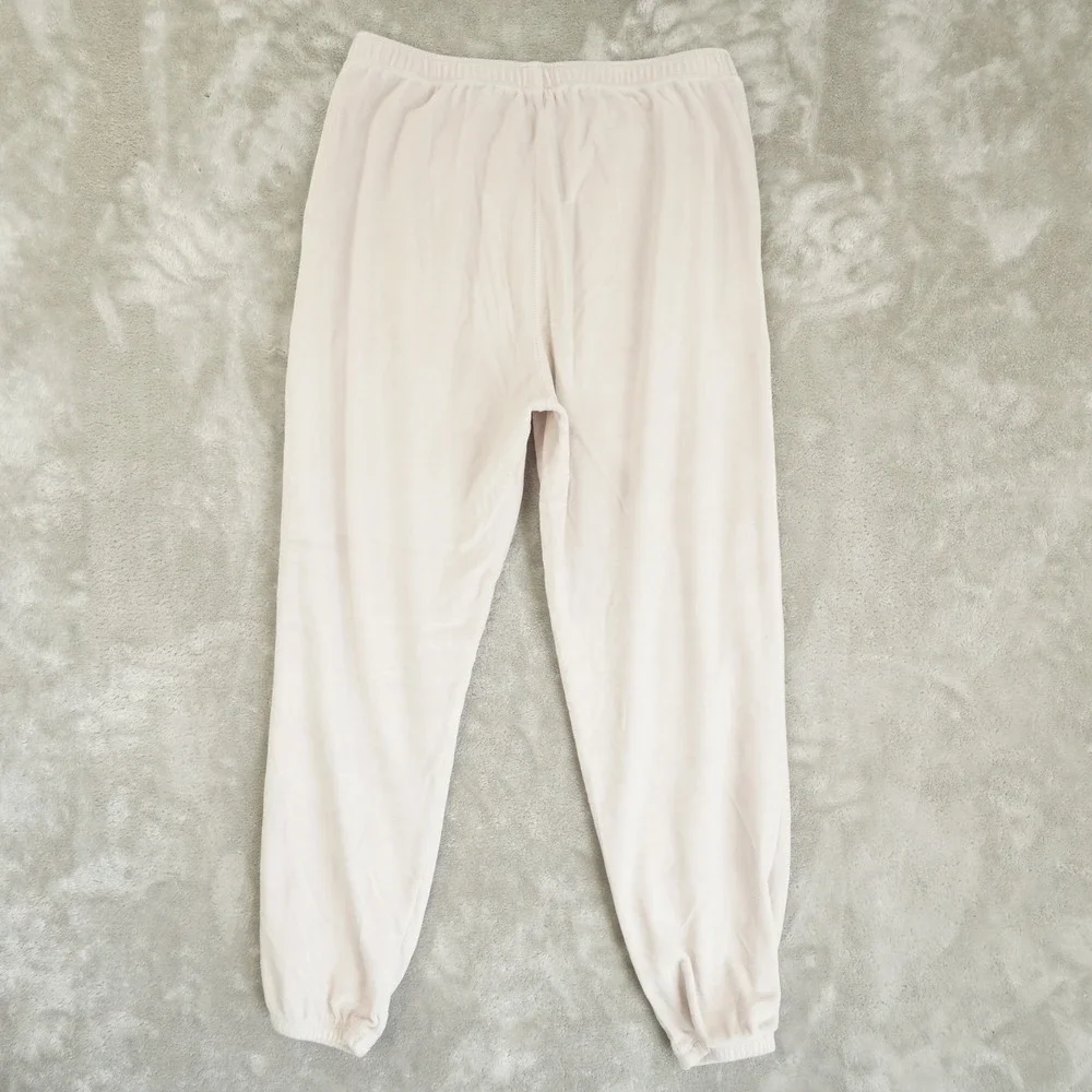 aerie Velour Jogger Pants Women's Small Beige Tapered Lounge Comfort Cozy